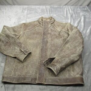 Roper Leather Jacket Men XL Distress Style Brown Leather VERY HEAVY VTG 80s RARE